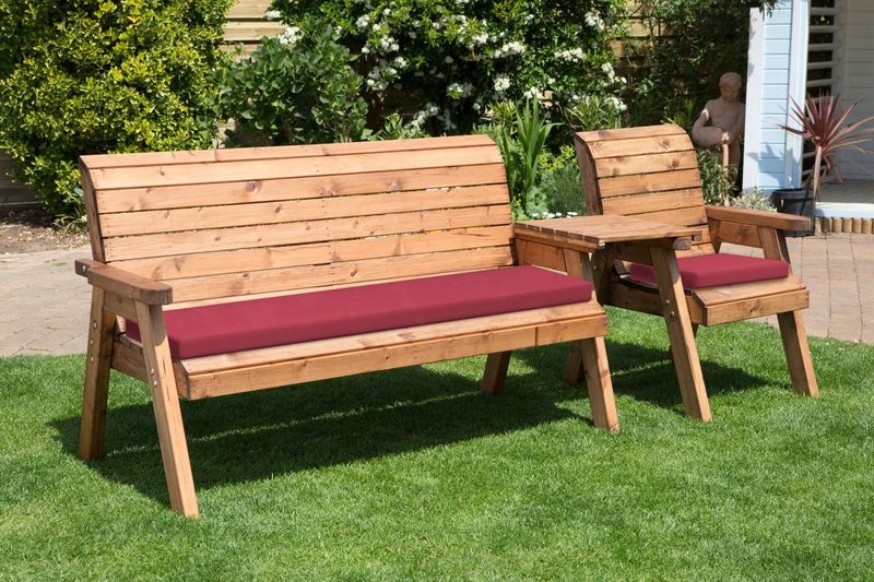Charles Taylor Trading Four Seater Companion Set Straight With Burgundy Cushion Brown