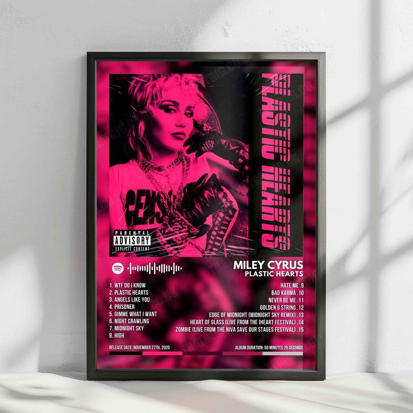 Miley Cyrus "Plastic Hearts" Album Cover Poster - with Complete Tracklist