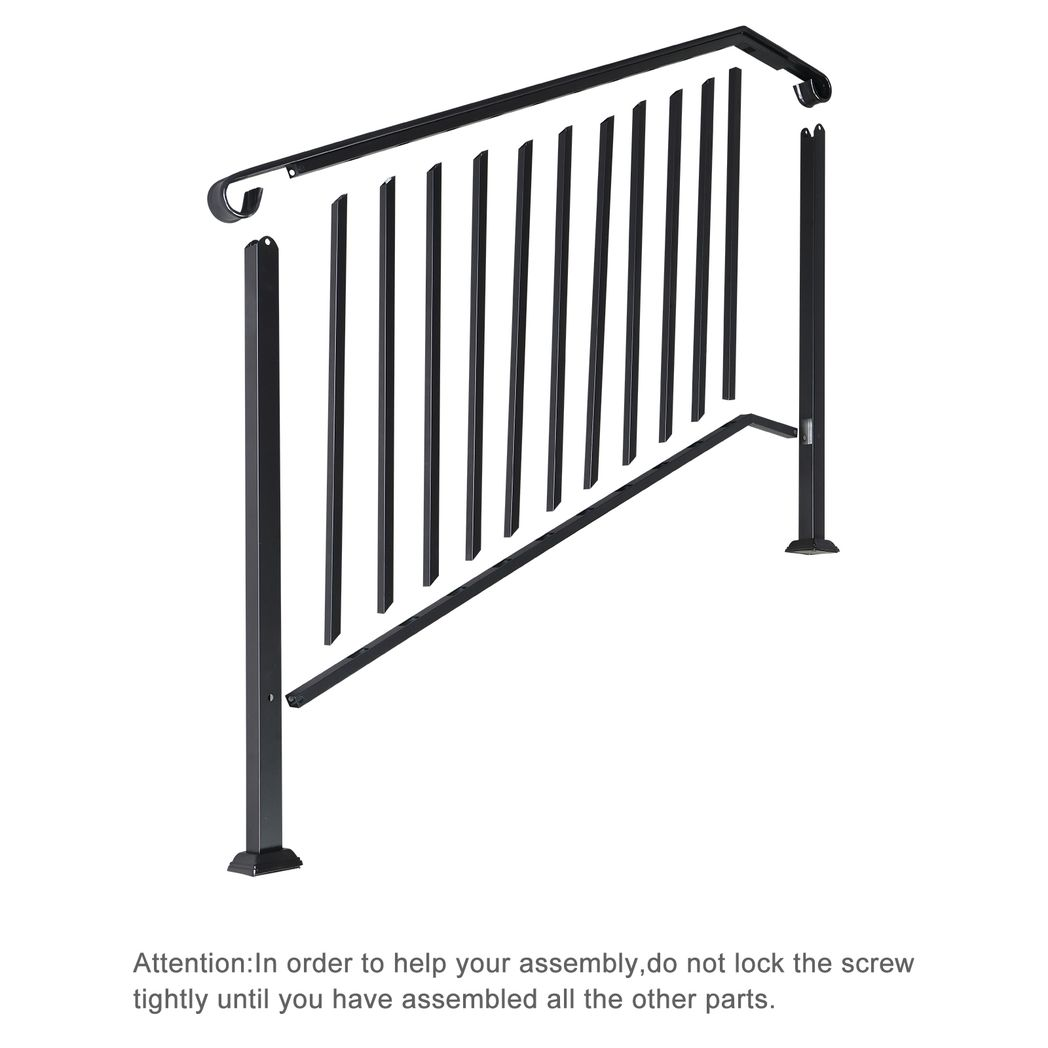 Artisasset Matte Black Outdoor 4 Level Iron Handrail
