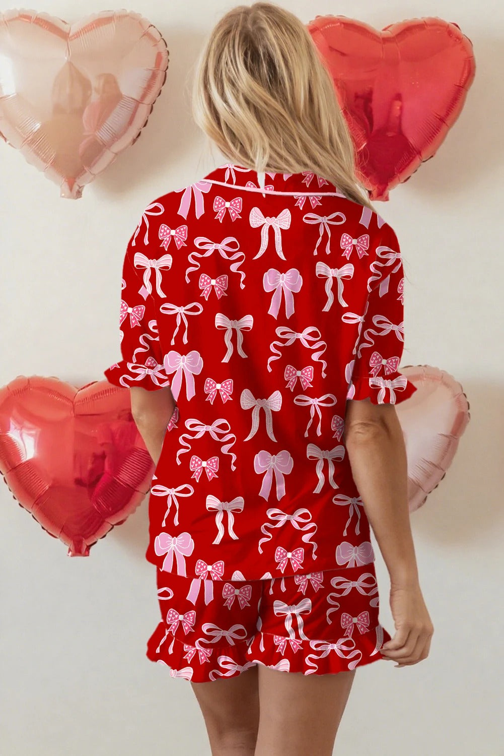 Women's Casual Bow-Knot Printed Loose Loungewear Set