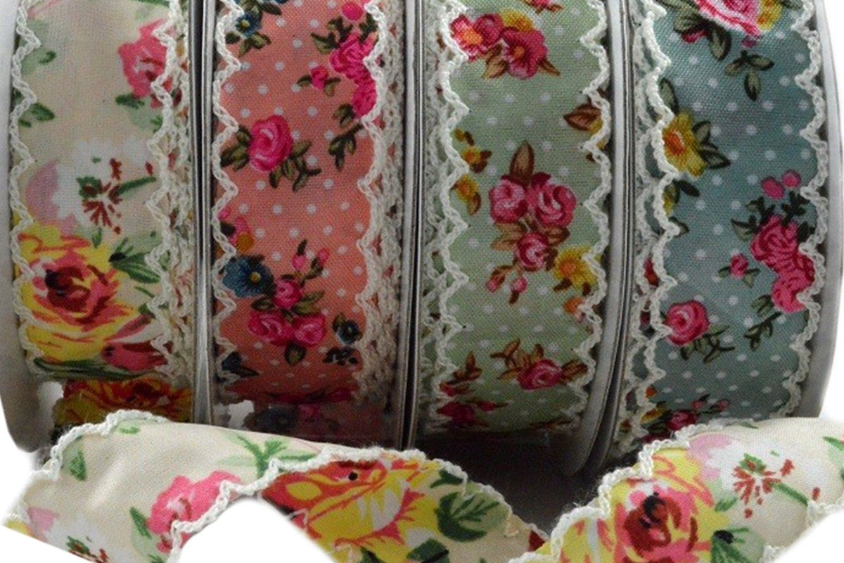 25mm Yellow Flower Printed Ribbon Design (10m)