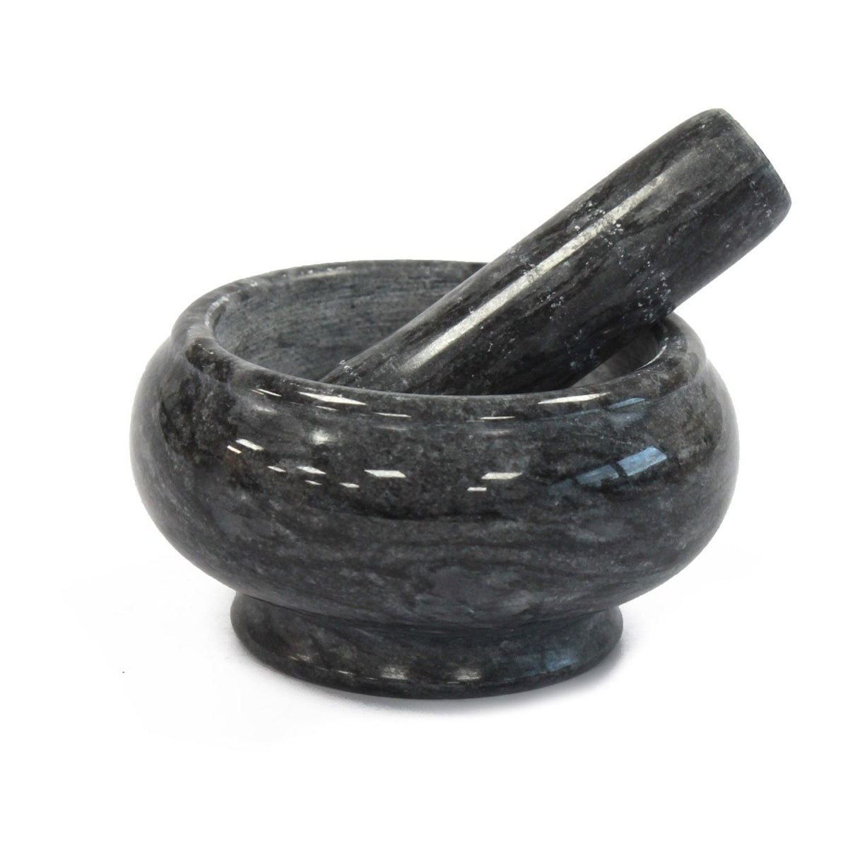 Small Black Marble Pestle & Mortar - 8x5.5cm