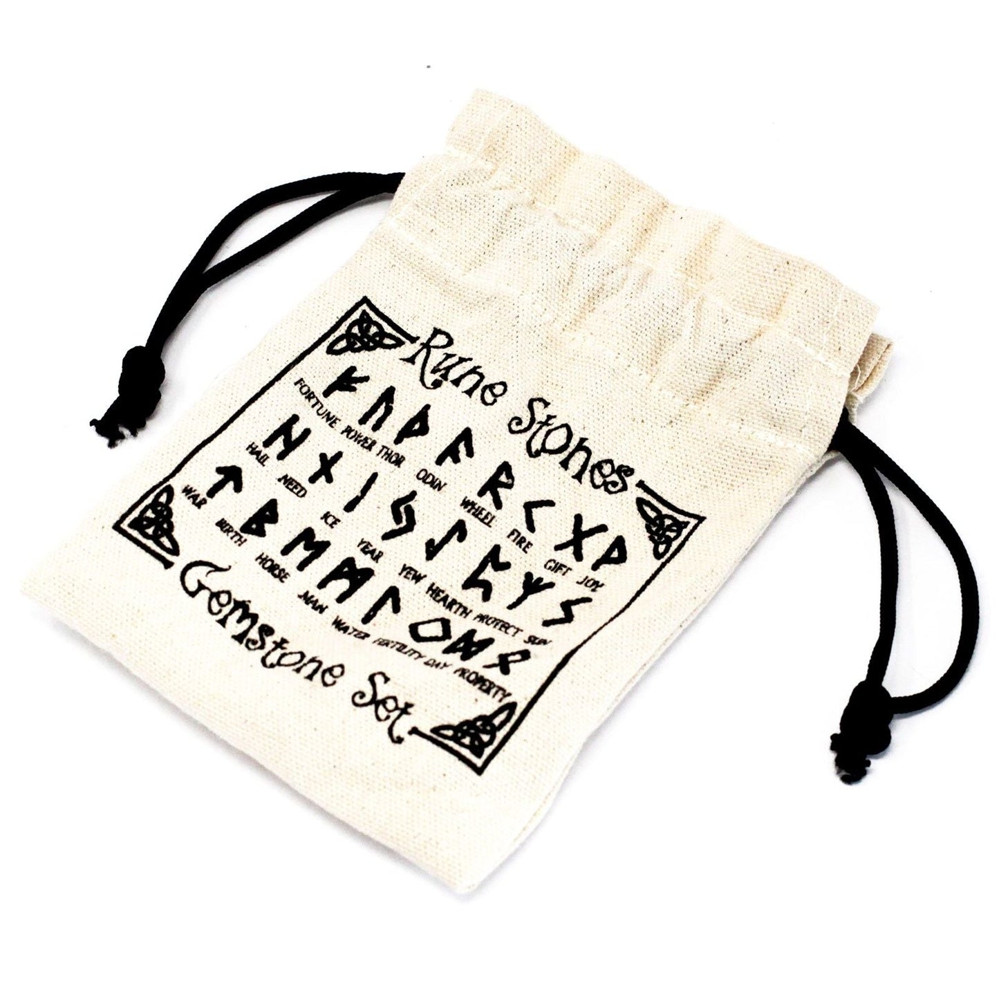 Runes Stone Set in Pouch - Rose Quartz