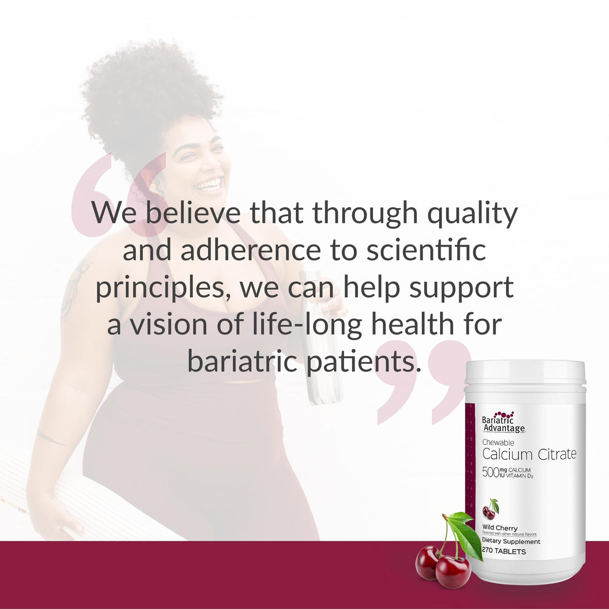 Bariatric Advantage Calcium Citrate Chewable 500mg with Vitamin D3 – Wild Cherry, 270 Count