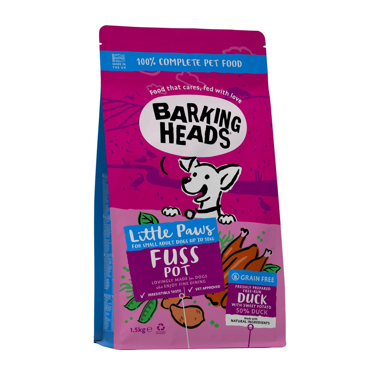 Barking Heads Little Paws Fuss Pot Grain Free Duck 1.5kg - Case of 4