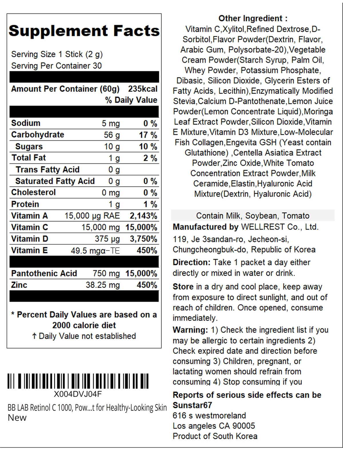 BB LAB Retinol C 1000 Powder Blend – Radiant Skin with Vitamin C, E, B5 & Zinc