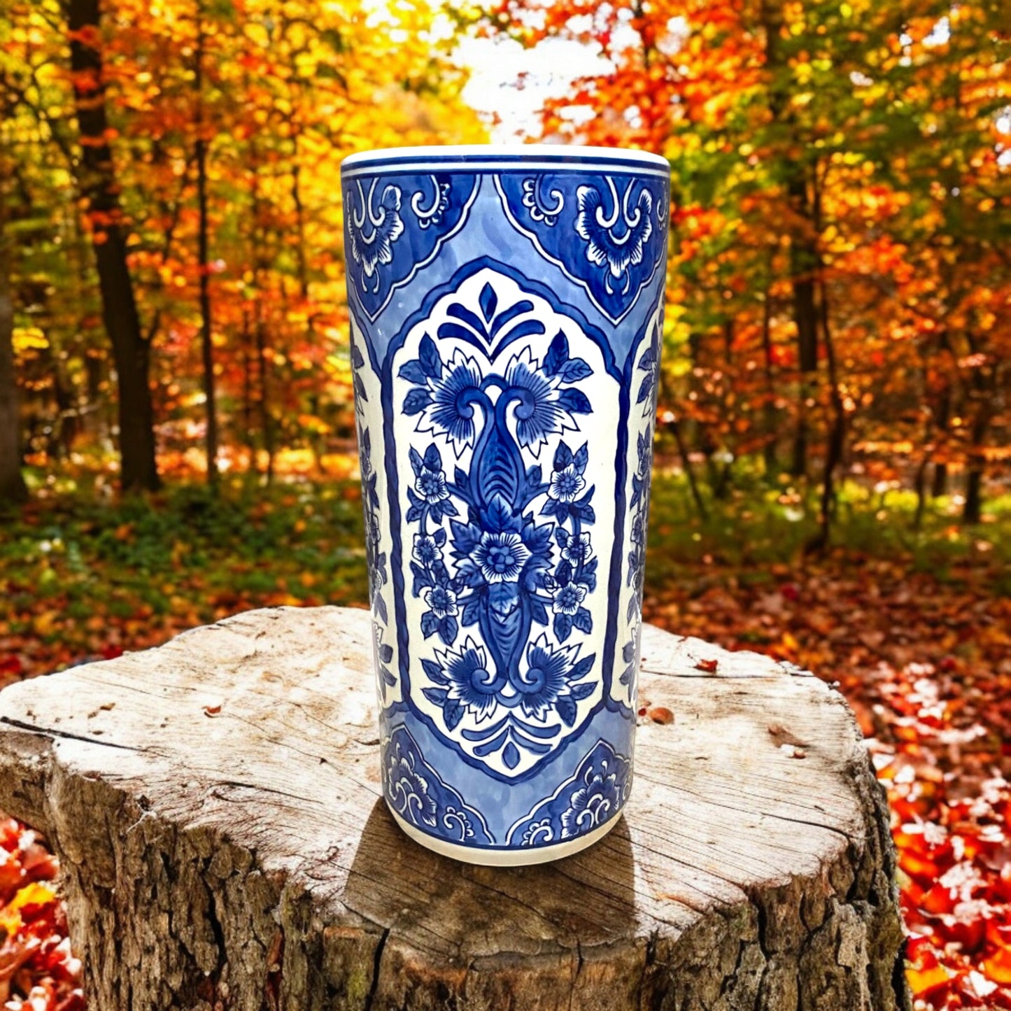 18" BLUE WHITE UMBRELLA STAND