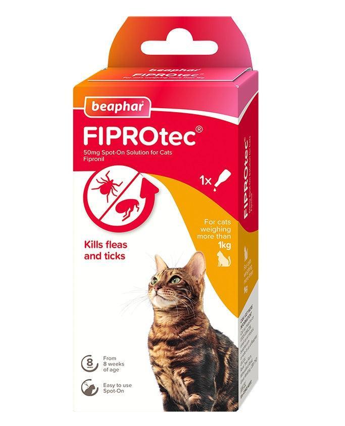 Beaphar FIPROtec Flea and Tick Spot On for Cat 1 pipette - Case of 6
