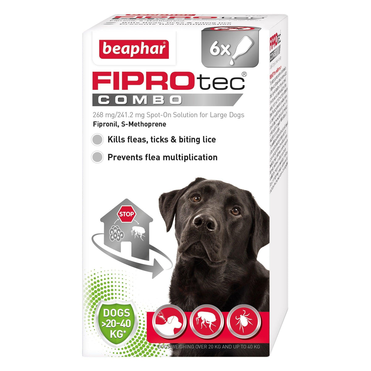 Beaphar FIPROtec COMBO Flea and Tick Spot On for Large Dogs 6 pipette - Case of 4