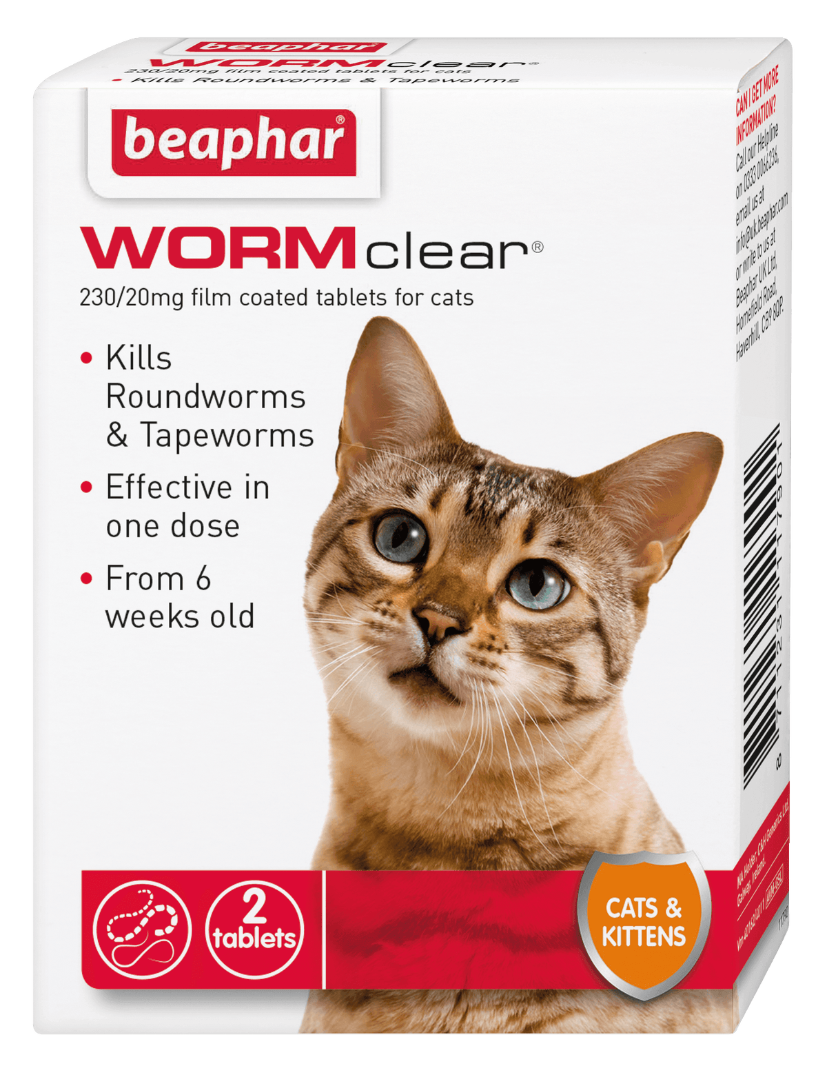 Beaphar WORMclear Worming Tablets for Cats 2 tablets - Case of 6