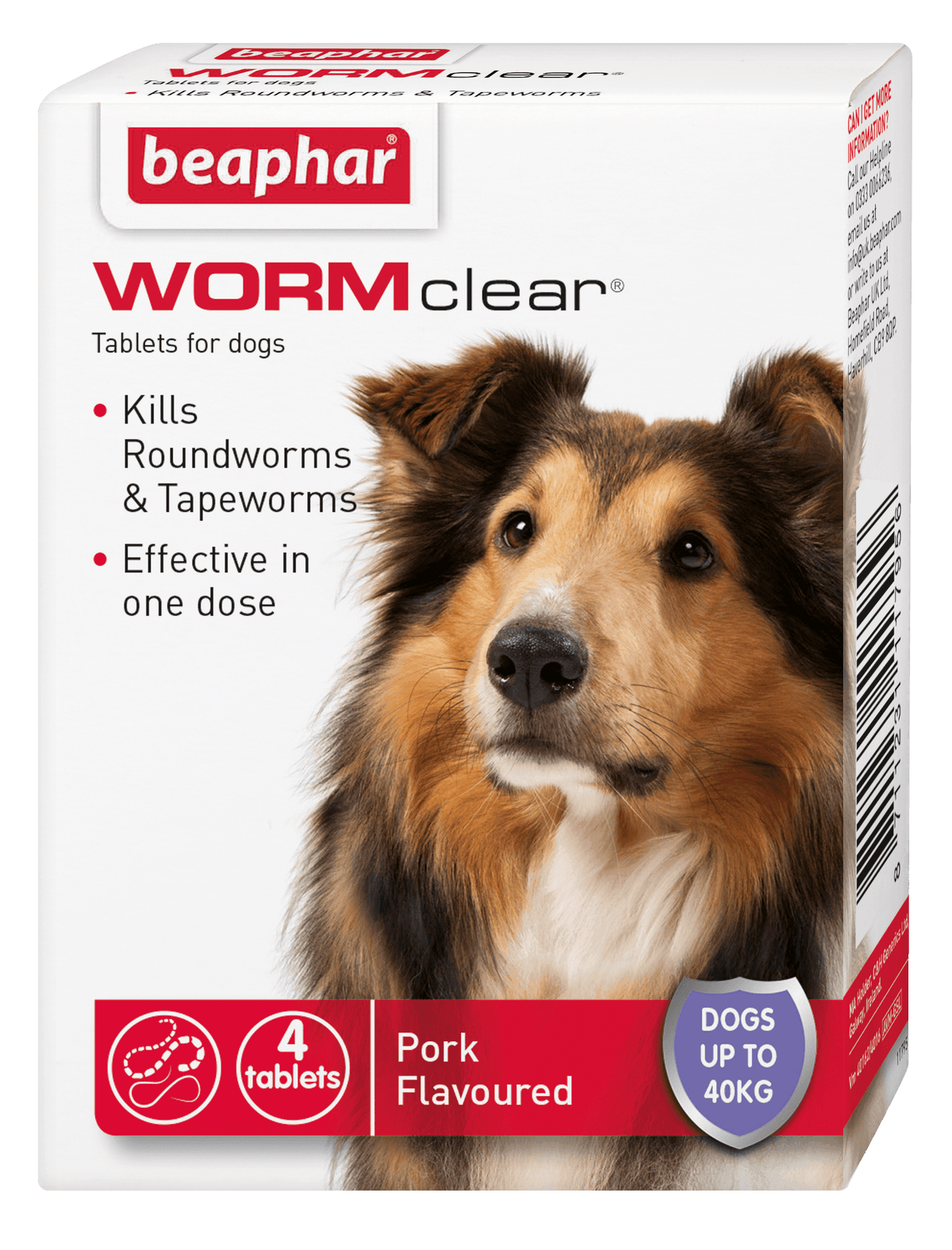 Beaphar WORMclear Worming Tablets for Dogs (up to 40kg) 4 tablets - Case of 6