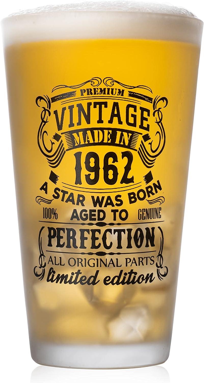 Beer Glass Set 2pcs Vintage 1962 1992 480ml 16oz Premium Pint Glasses