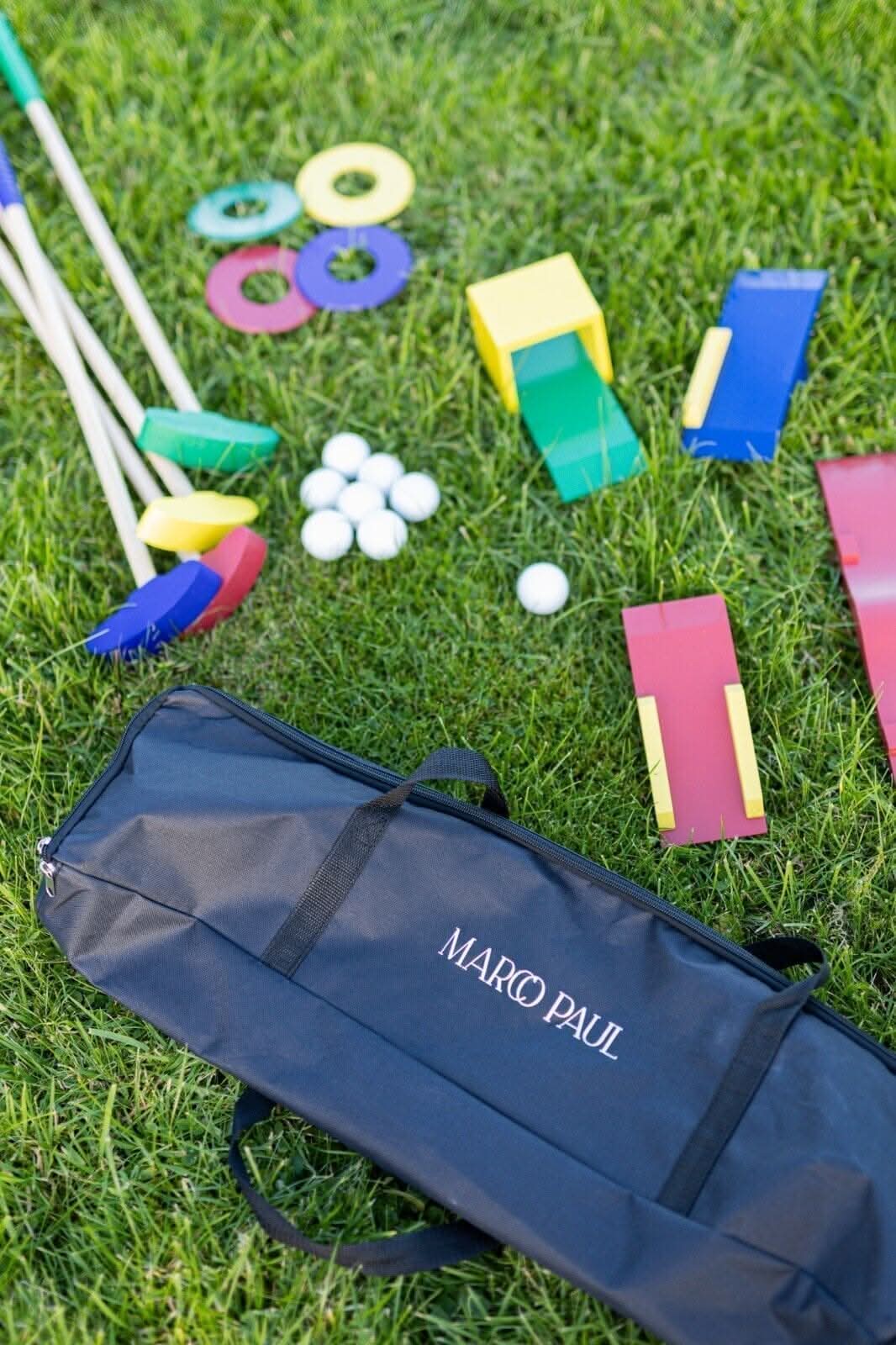Kids Wooden Golf Set with Clubs Balls Ramps & Carry Bag