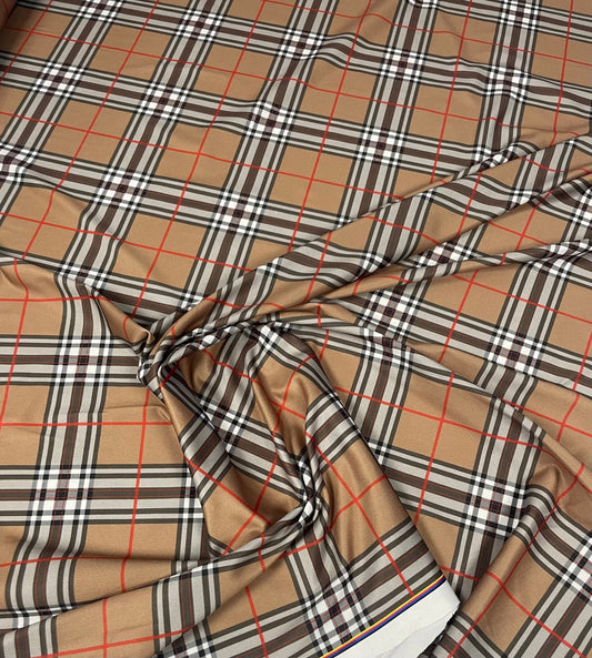 Beige Tartan Plaid Fabric by the Metre