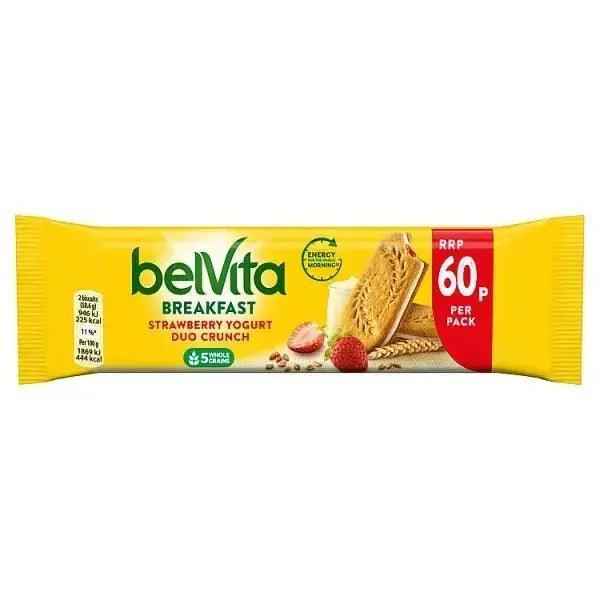 Belvita Breakfast Biscuits Duo Crunch Strawberry and Live Yogurt 60p 50.6g (Case of 18)