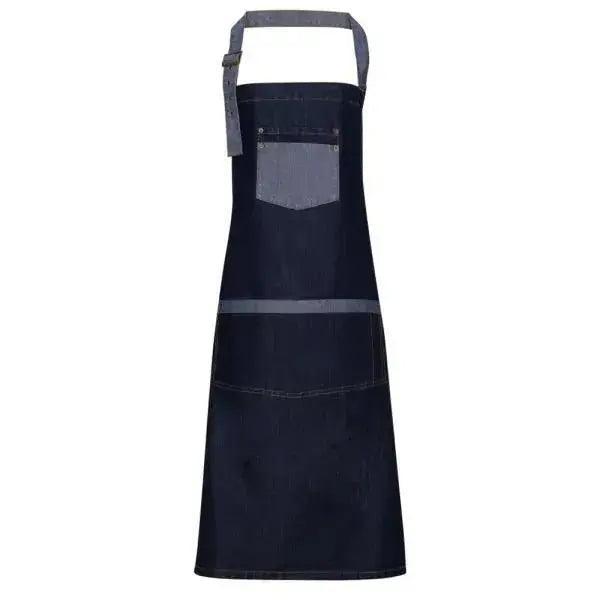 Bib Apron Contrast Denim Black, Indigo Color