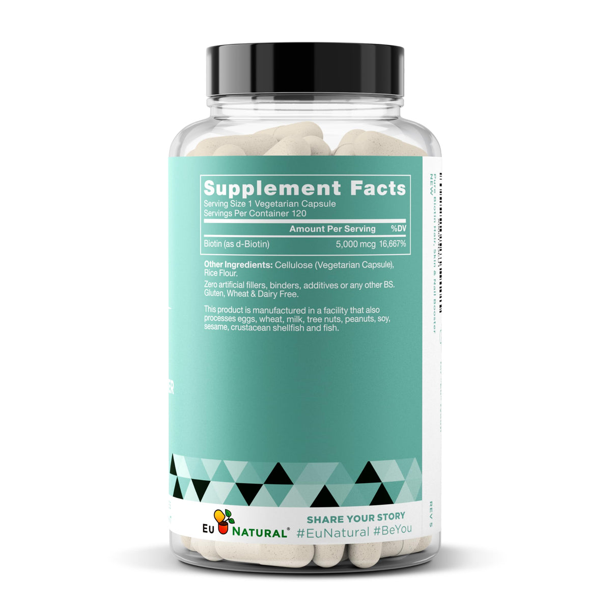 Biotin 5000 mcg Hair Skin Nails Supplement – High-Potency Vegan Soft Capsules (120)
