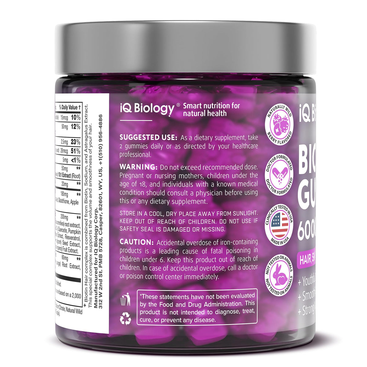 Biotin Gummies for Hair, Skin & Nails – Hair Growth Vitamins (60 Gummies)