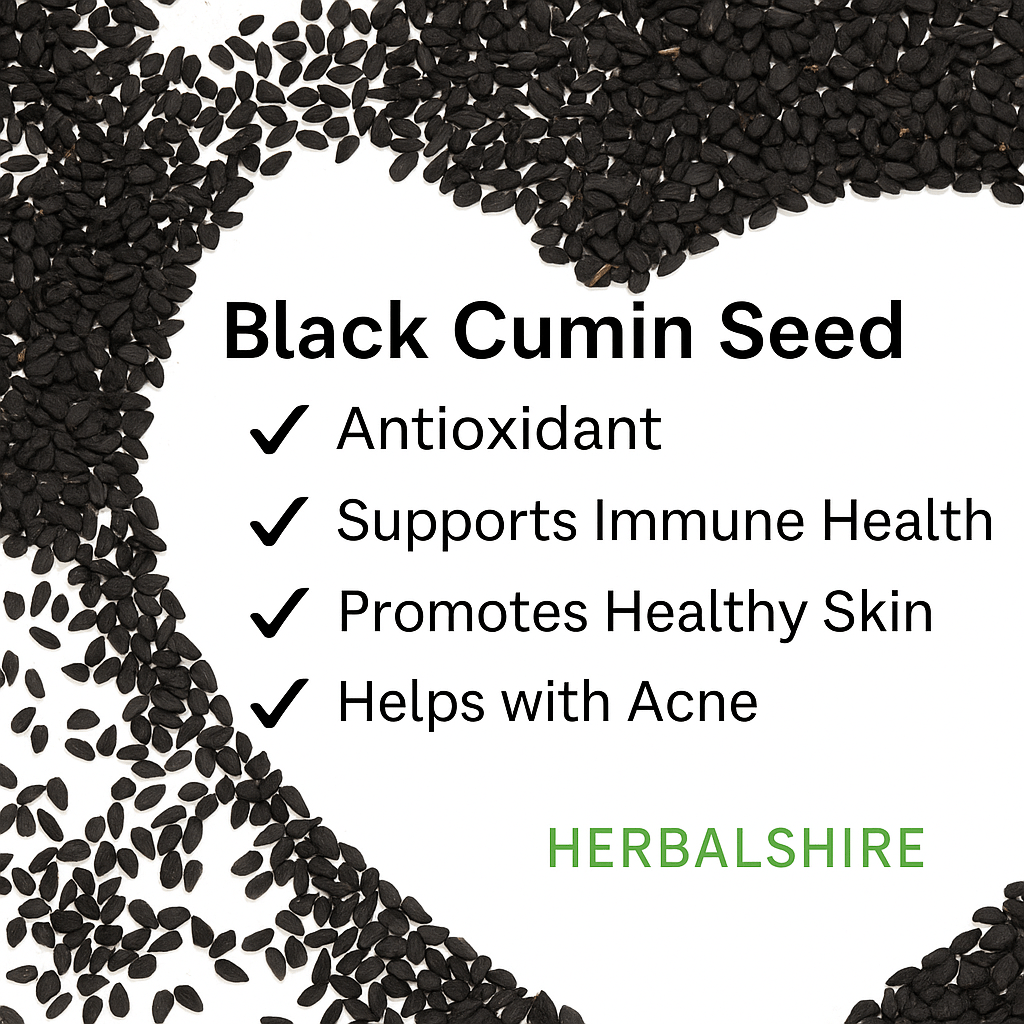 Black Cumin Seed Oil Nigella Sativa – Pure Organic Cold-Pressed Unrefined Virgin Oil for Hair Skin & Massage – Handmade by Herbalshire