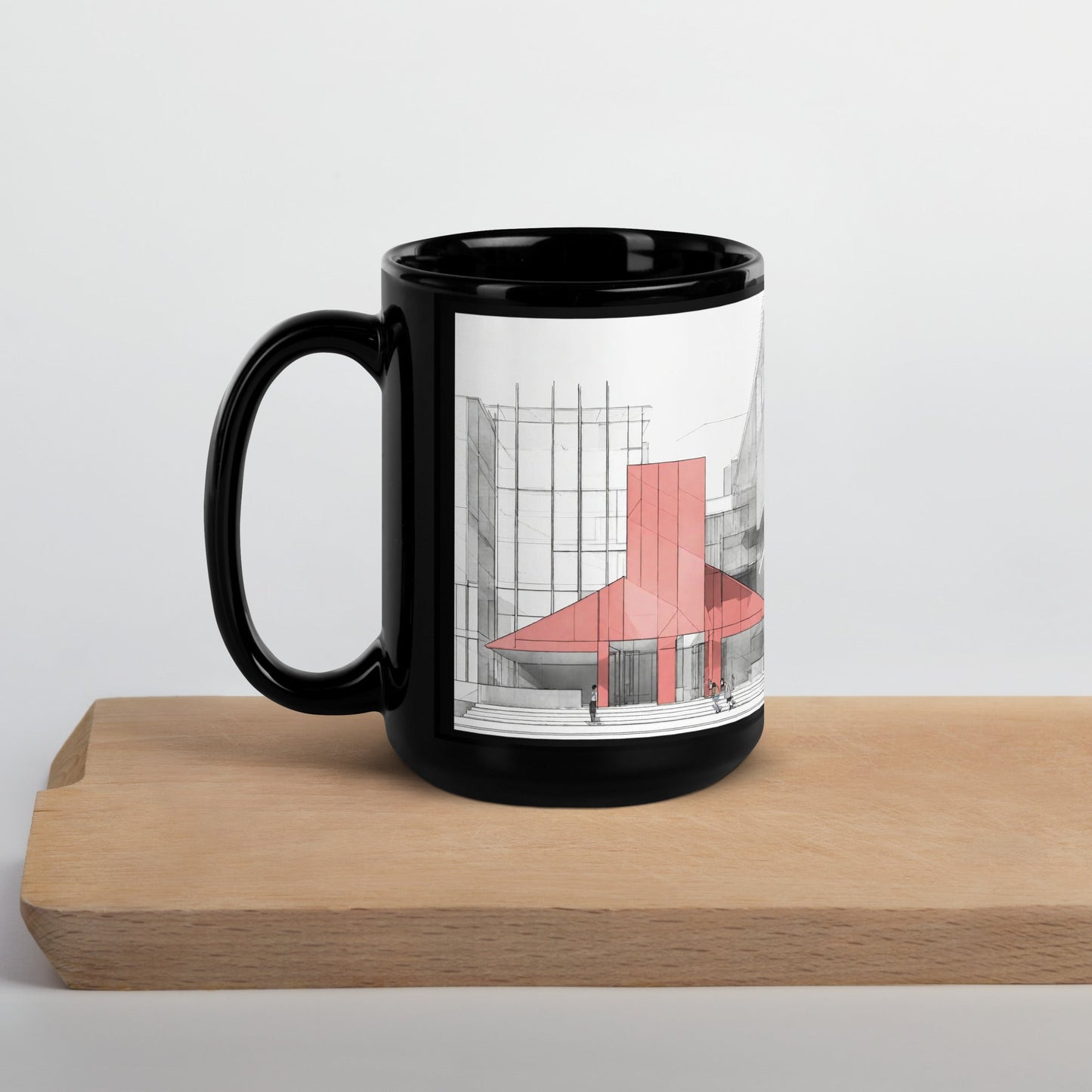 Architectural Black Glossy Mug — Unique AI Design
