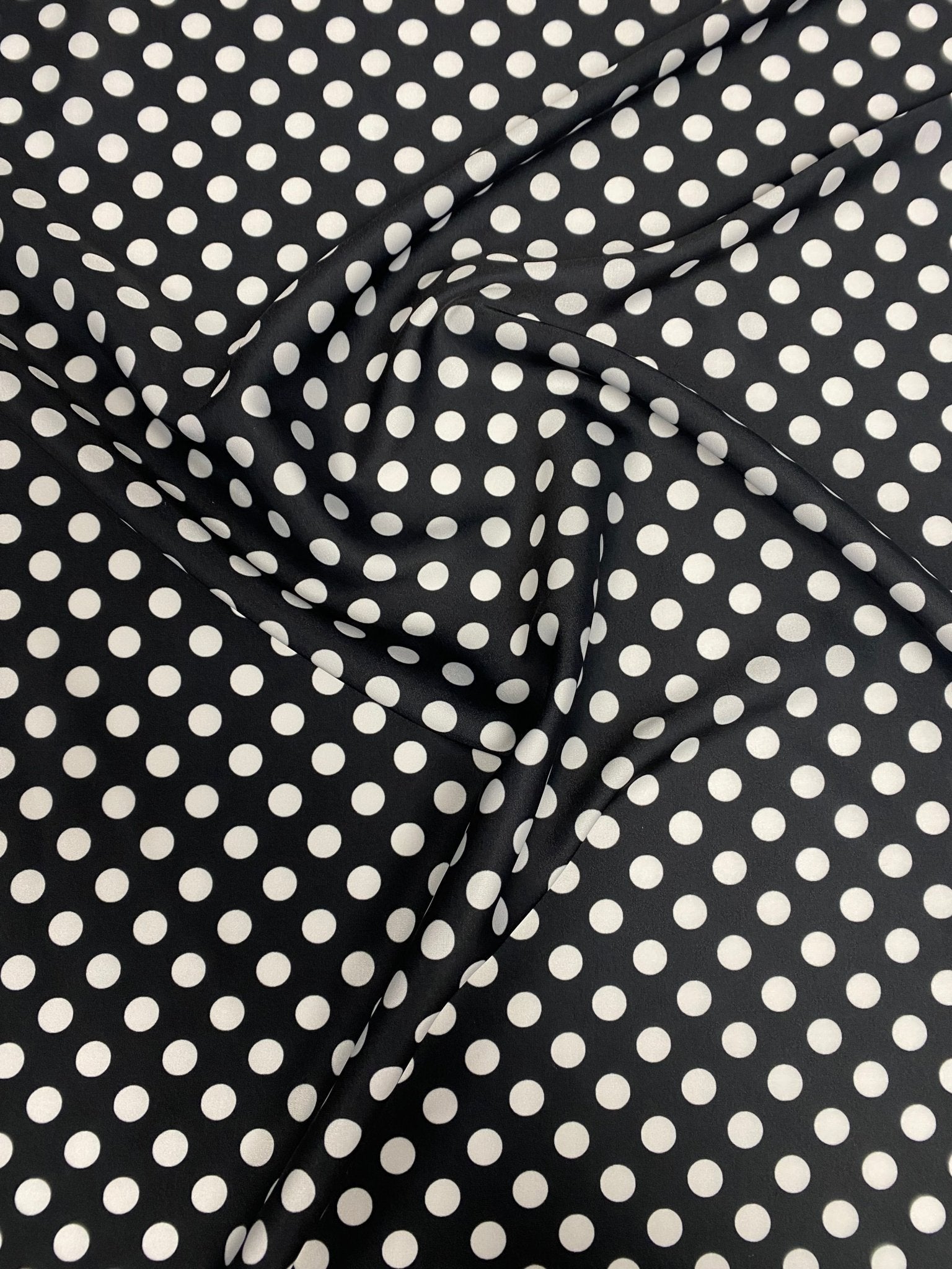Black Polka Dot Fabric – Classic White Spot Print by the Metre