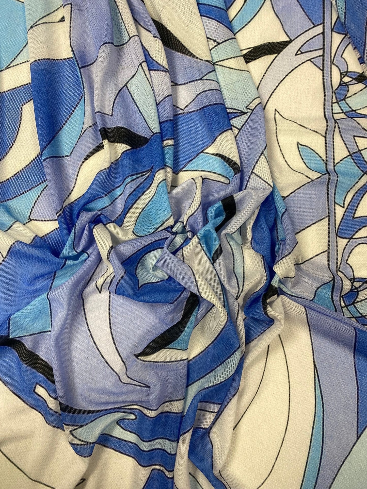 Retro Geometric Wave Print by the Metre
