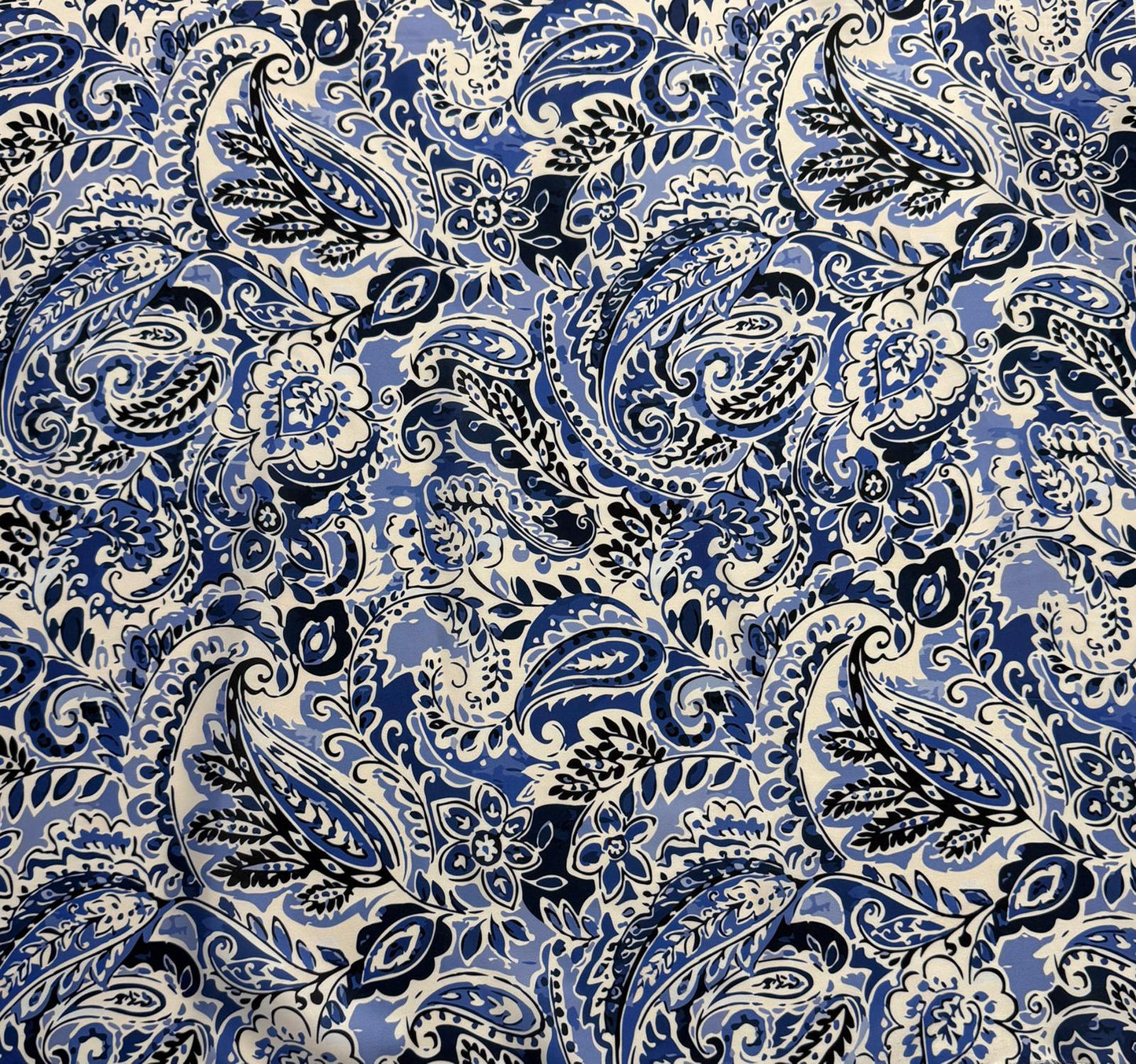 Blue & Navy Paisley Fabric by the Metre – Soft & Elegant