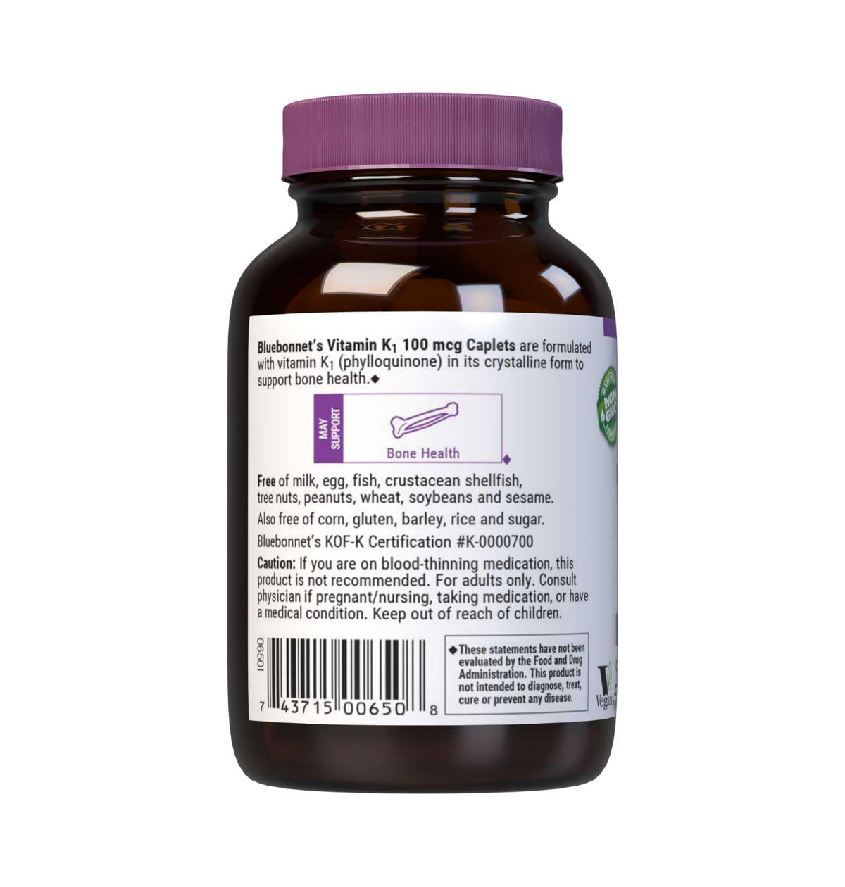 BlueBonnet Vitamin K1 100 mcg – Supports Bone Health (Pack of 2) | Vegan, Non-GMO, Kosher, Gluten-Free