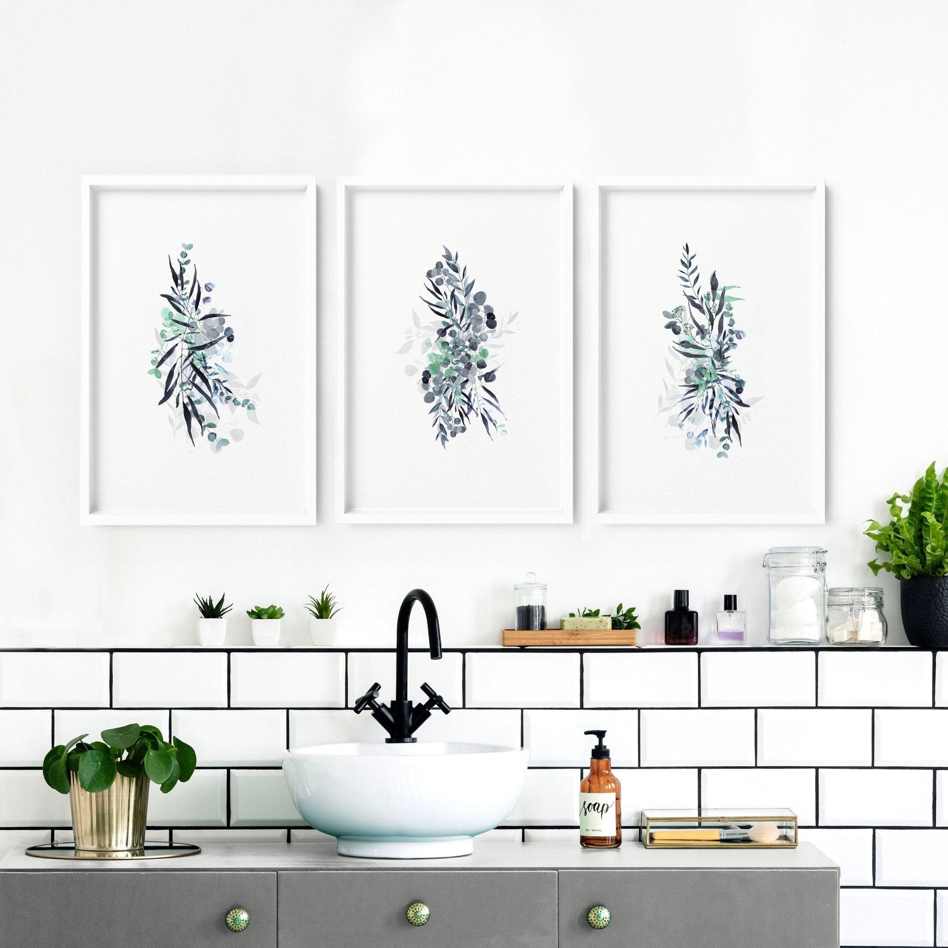 Botanical wall art framed | set of 3 prints