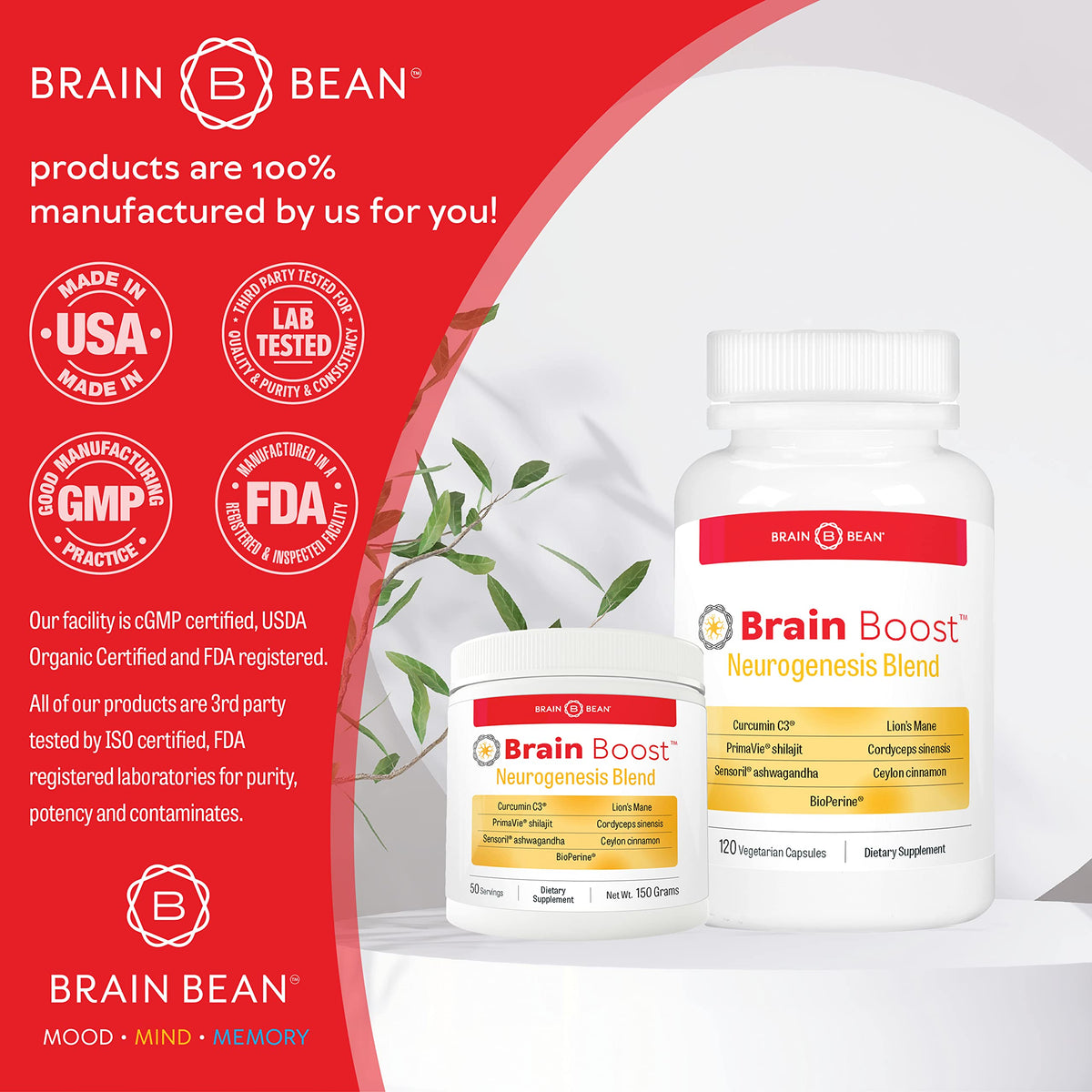 Brain Bean Brain-Boost (Formerly Brain Boost) - Mood, Mind & Memory Support