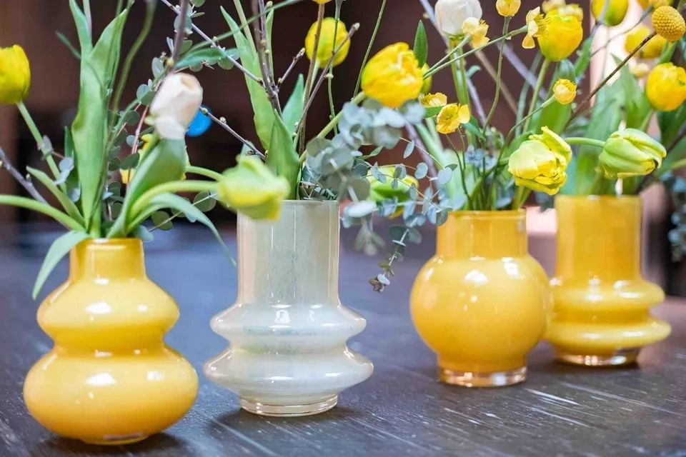 Vase RONDO S - H17 D14 cm - CORN YELLOW