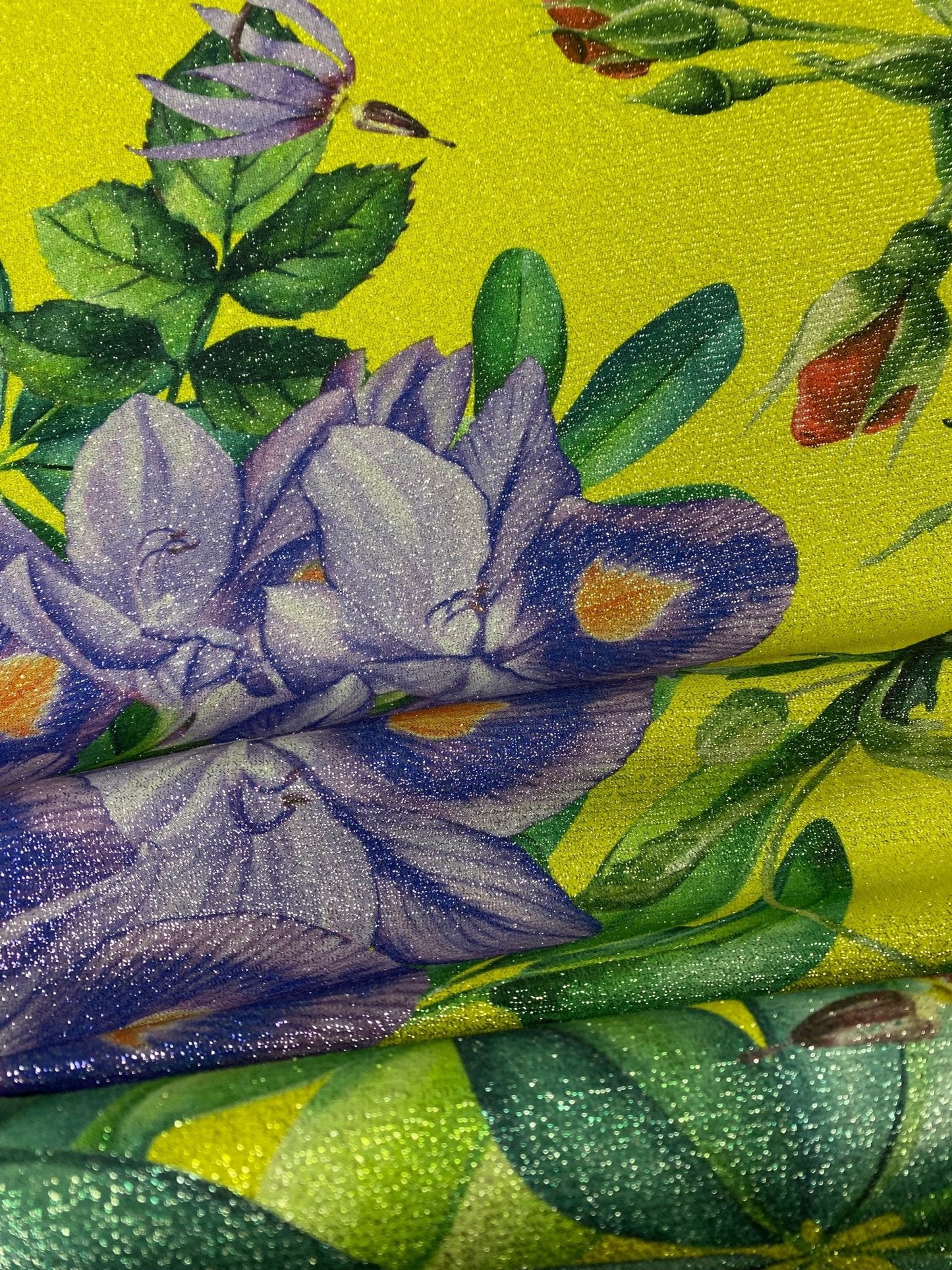 Bright Yellow Rose Floral Fabric by the Metre