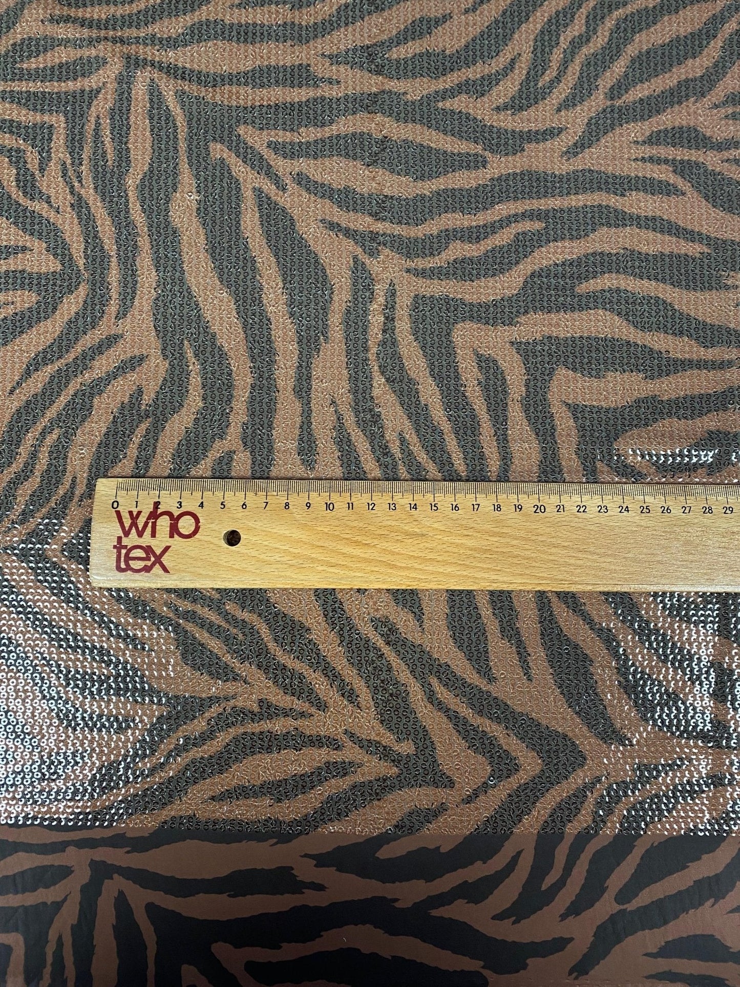 Brown Tiger Sequin Animal Print Fabric by the Metre