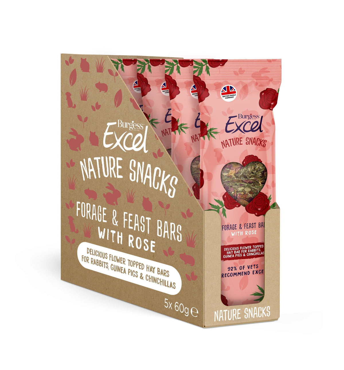 Burgess Excel Nature Snacks Forage and Feast Rose Bars 60g - Case of 5