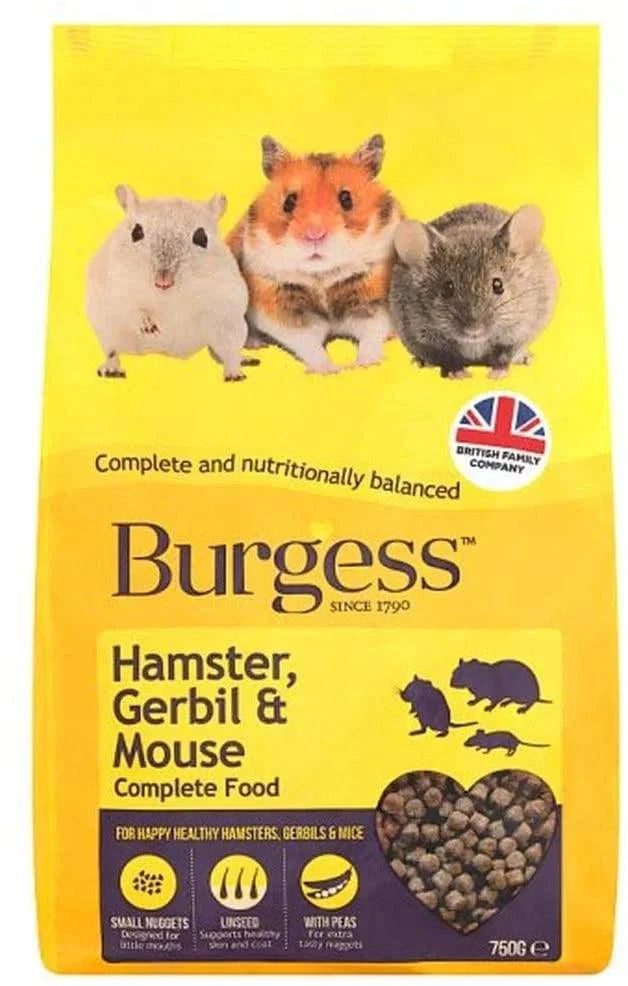 Burgess Hamster Gerbil and Mouse Pellets 750g - Case of 3