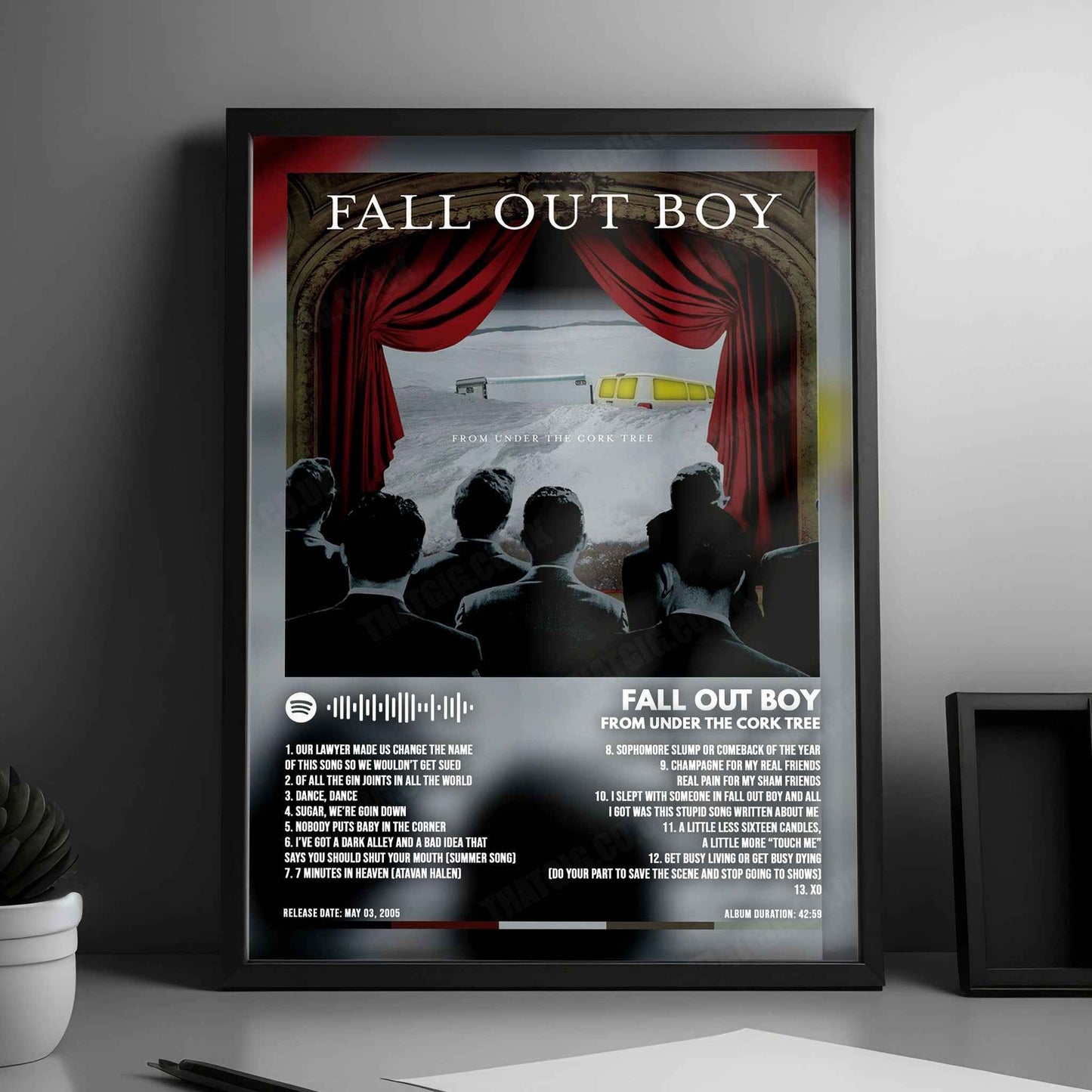 Fall Out Boy "From Under the Cork Tree" Album Cover Poster - with Complete Tracklist