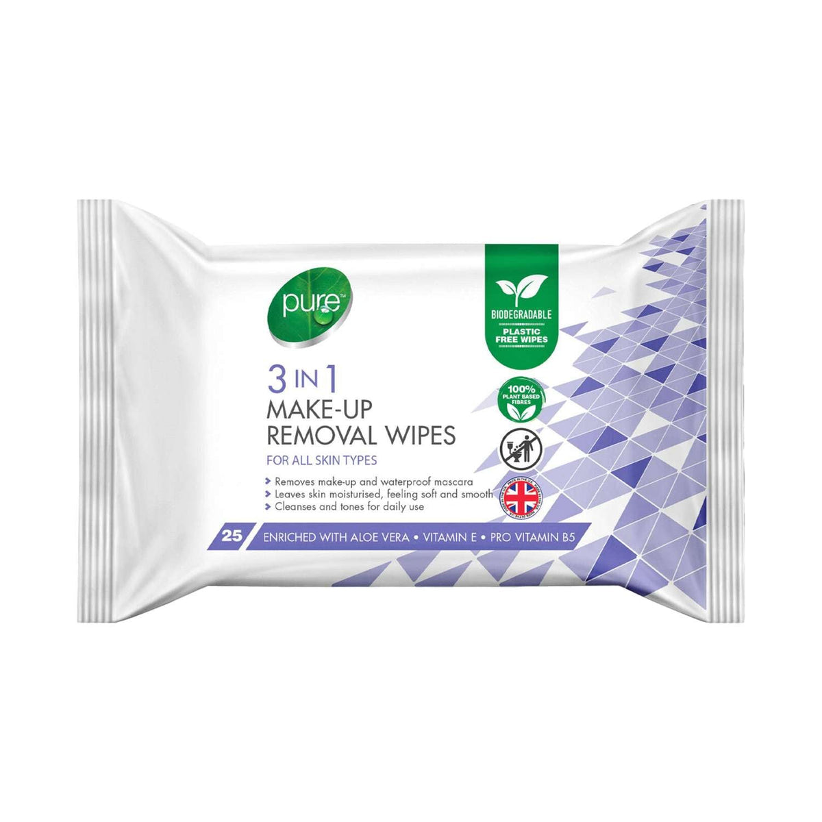 Pure 3-In-1 Make-Up Removal Wipes 25 Pack