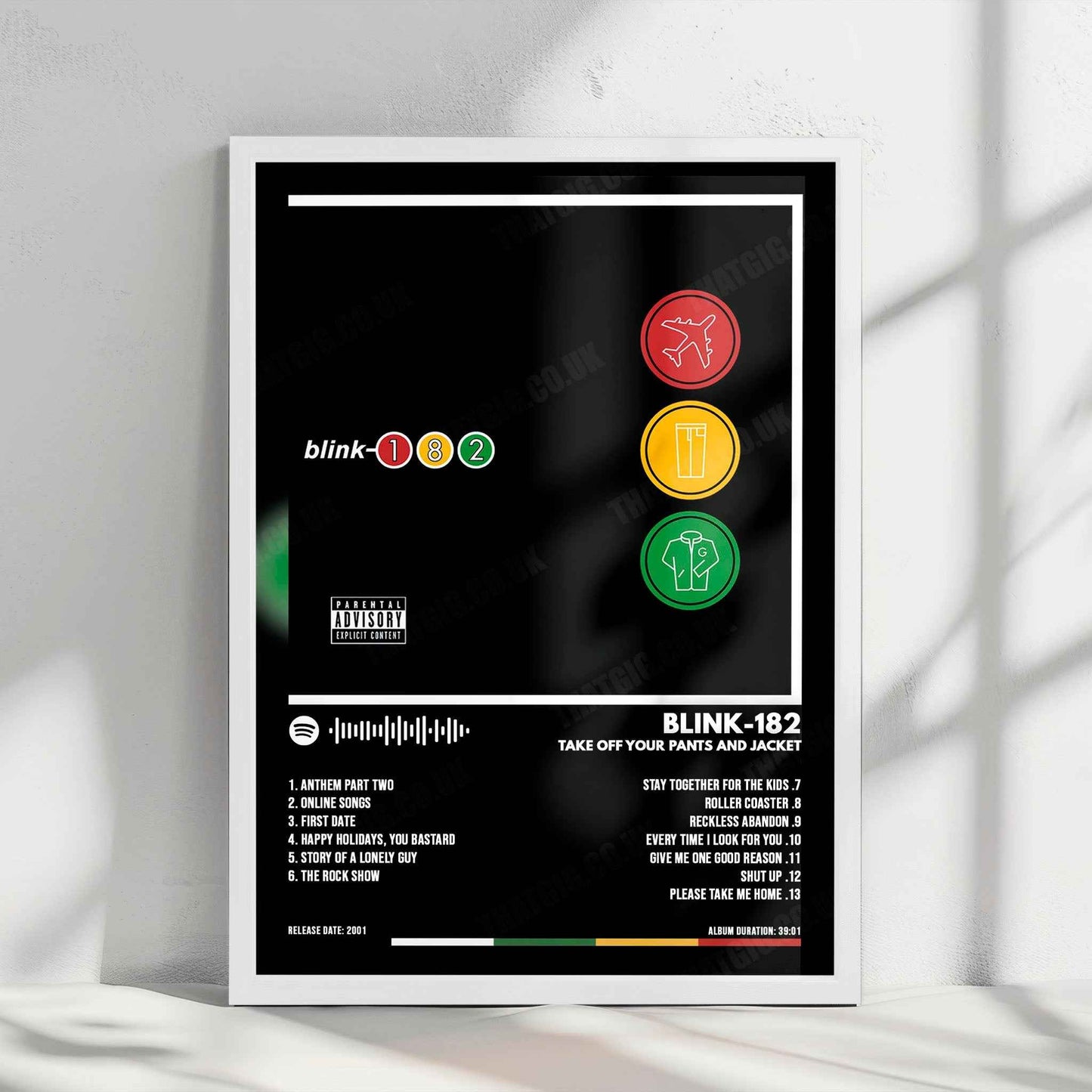 Blink-182 "Take Off Your Pants and Jacket" Album Cover Poster - with Complete Tracklist