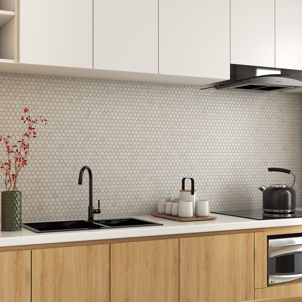 Calacatta Pink Marble Mosaic Hexagon Tiles β 50 Γ 50 Γ 10 mm