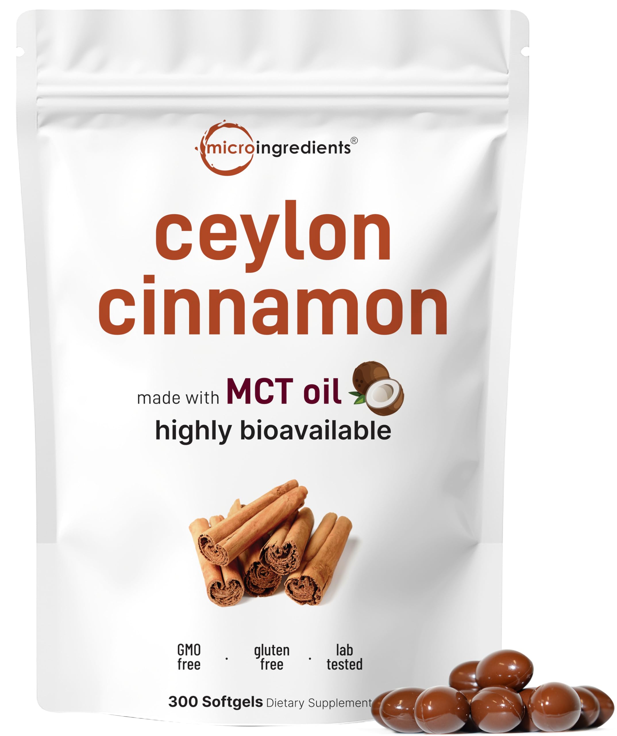 Ceylon Cinnamon Softgels with MCT Oil | 300 Count | Micro Ingredients ...