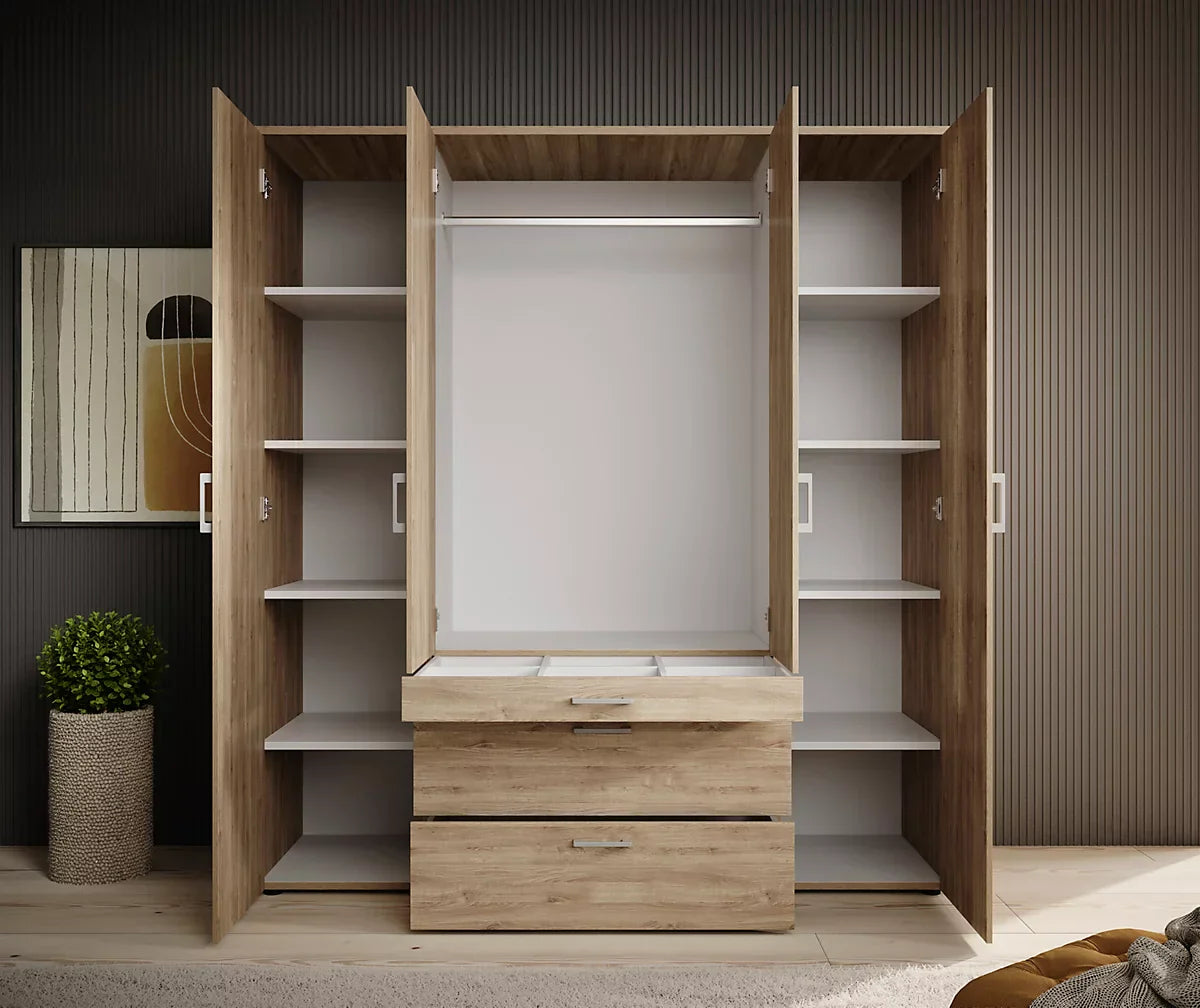 Vesala 4 Hinged Door Wardrobe with Mirror
