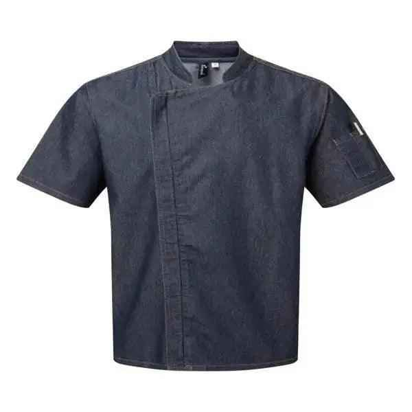 Chef Jacket Short Sleeve Denim Black and Indigo
