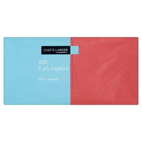Chef's Larder 200 Red 2 Ply Napkins 33cm Square