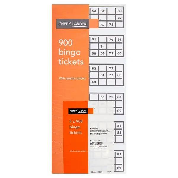 Chef's Larder Bingo Tickets 5 x 900