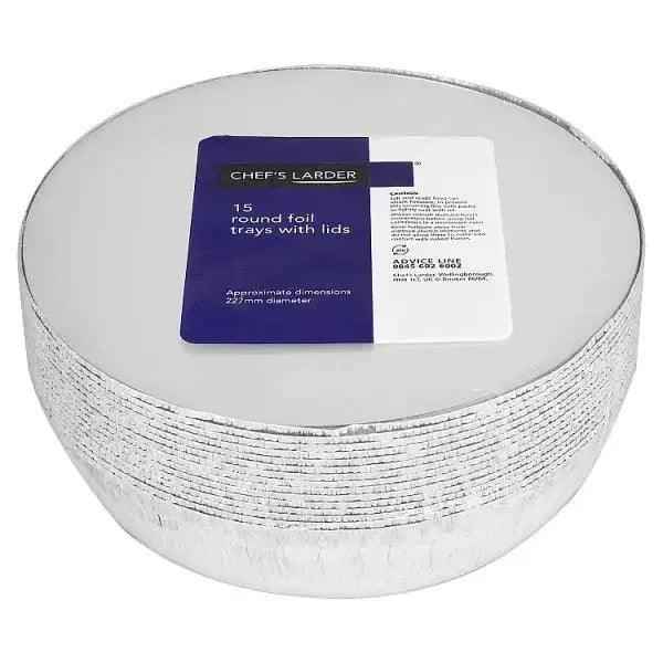 Chefs Larder 15 Round Foil Trays with Lids 227mm