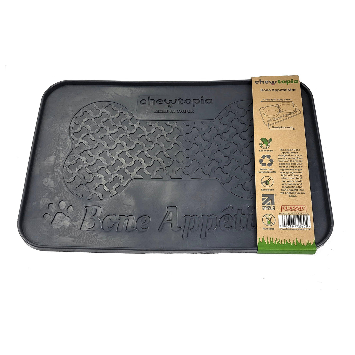 Classic Chewtopia Bone Appetit Mat Grey - Case of 3