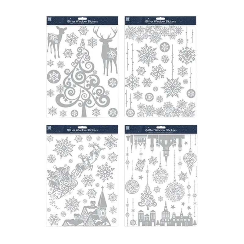 Christmas silver glitter window stickers