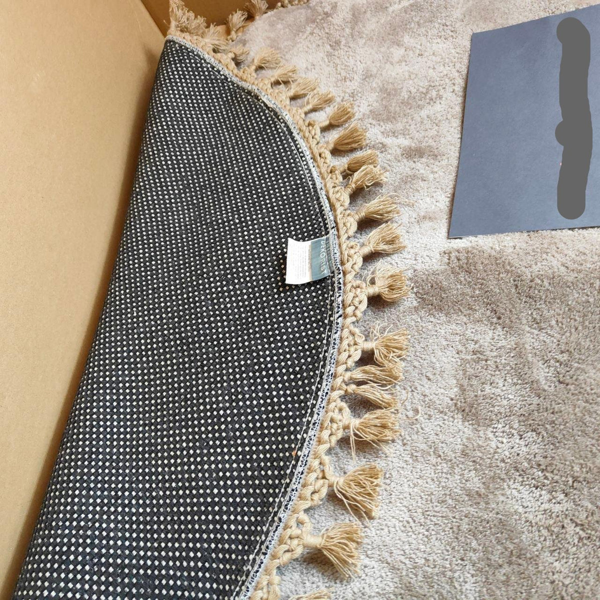Circular Bedroom Rug Soft & Cozy 120cm - Fluffy, Anti-Slip, Beige