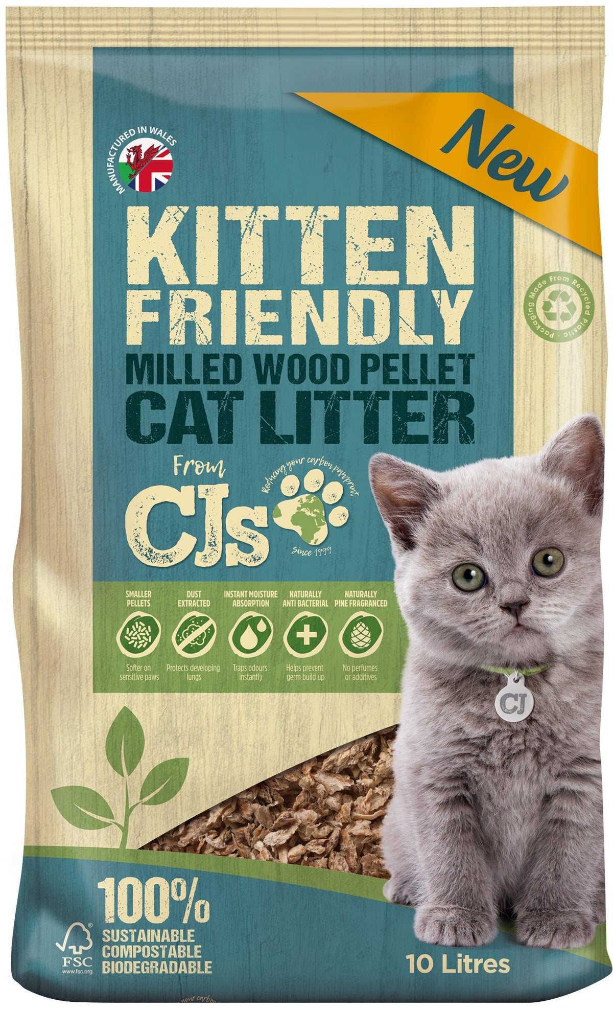 CJs Kitten Friendly Litter Pellets 10L