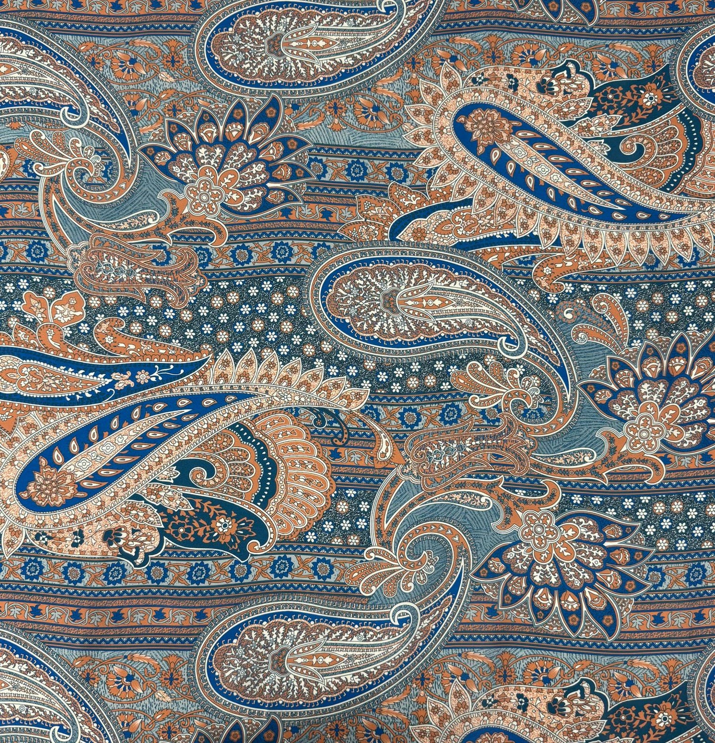 Classic Blue & Beige Paisley Fabric by the Metre